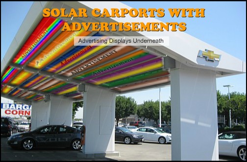 Solar carports with advertisements