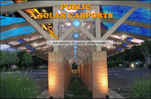 Solar public carports with advertisements